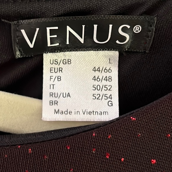 Venus Women’s Sheer overlay Jumpsuit red sparkly and black NEW size Large - Picture 5 of 17